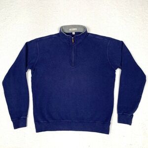 Peter Millar 1/4 Zip Pullover Sweater Mens M 100% Cotton Golf Performance Blue